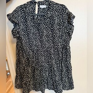Chic Soul Black and White Women's leopard print Blouse